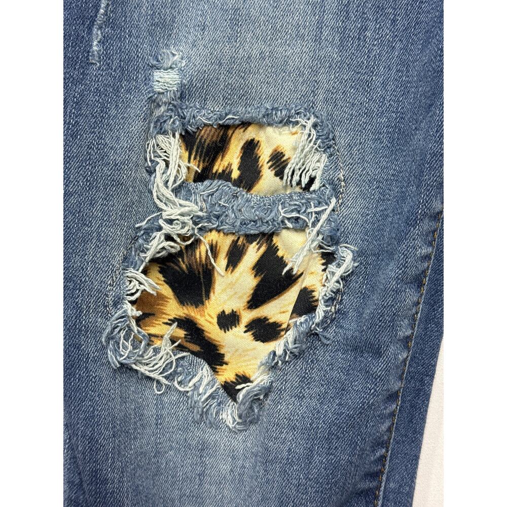 Judy Blue Women's Leopard Print Peek-A-Boo Skinny Fit Jeans - Size 11/30 (30x28) - Picture 2 of 7
